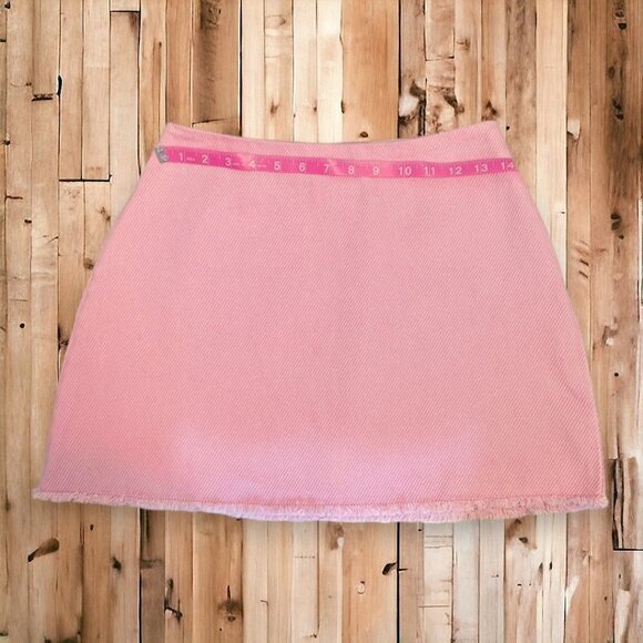 Urban Outfitters Mercy Pink Denim Raw Edge Mini Skirt Size Small - Picture 6 of 12
